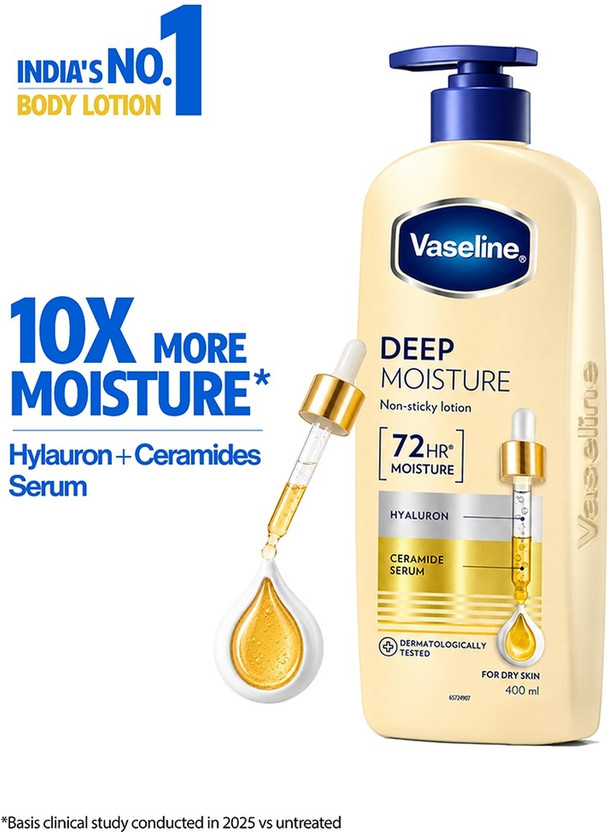 Vaseline Deep Moisture Non Sticky Body Lotion with Ceramide Hyaluron10X More - Price in India, Buy Vaseline Deep Moisture Non Sticky Body Lotion with Ceramide Hyaluron10X More Online In India, Reviews, Ratings & Features