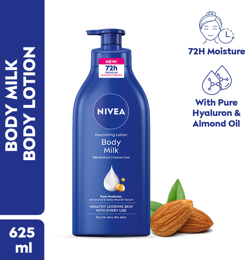 NIVEA Body Milk Lotion with Hyaluron & Almond Oil (625ml) at 58% Off