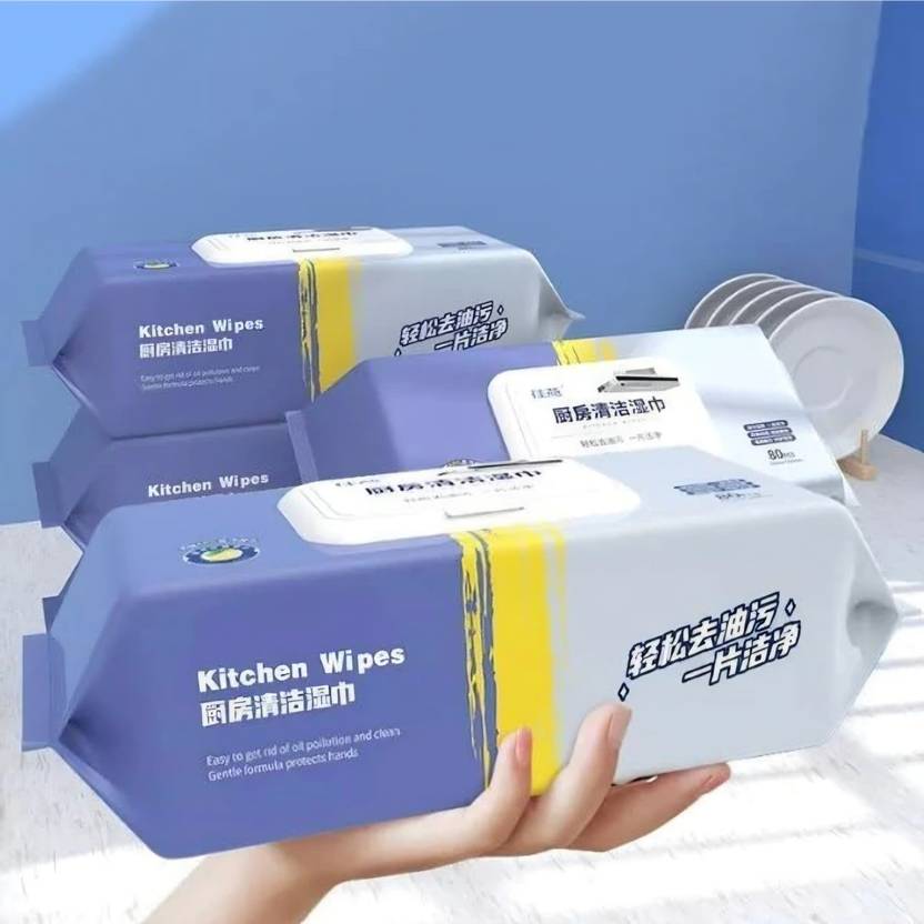 NITEXA Kitchen Cleaning Wipes, 80Pcs Decontamination Wet Wipes, Kitchen Tissue Wipes