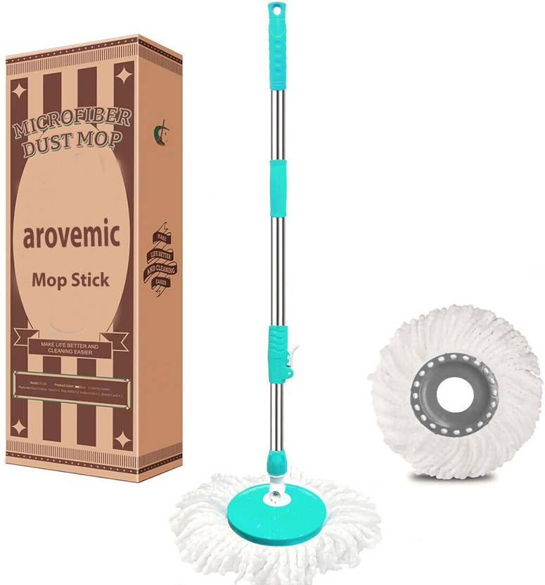 arovemic Spin Mop Extendable Handle/Stick Rod with Microfiber Refill String Mop