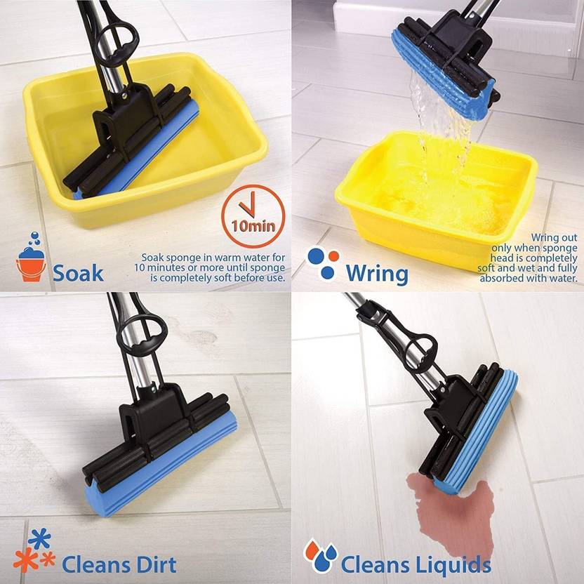 TEZZ Squeeze Sponge Mop Switch Microfibre Wet and Dry Brush Price in ...