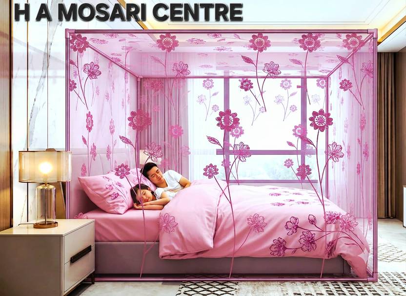 H A MOSARI CENTRE 95 pink 6x7 original net Cotton Washable Adults Mosquito Net