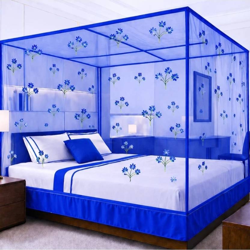 Rahulmosquito center Premium quality mosquito net printed blue mosquito net HDPE - High Density Poly Ethylene Washable Adults Mosquito Net