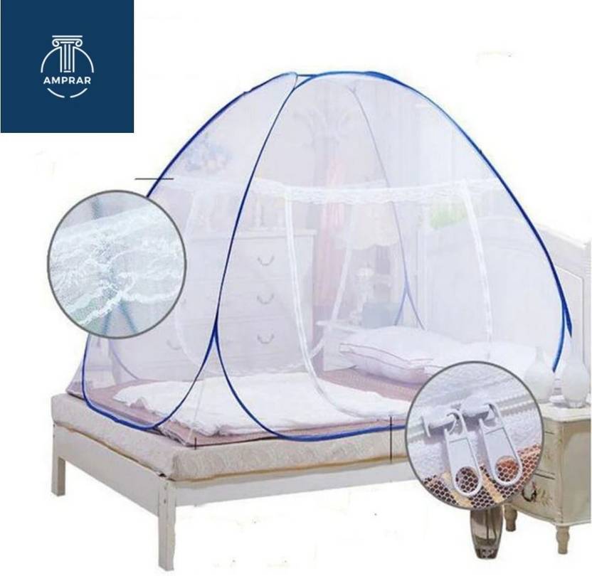 Amprar Foldable for Double Bed & Queen Size Bed Polyester Adults Mosquito Net