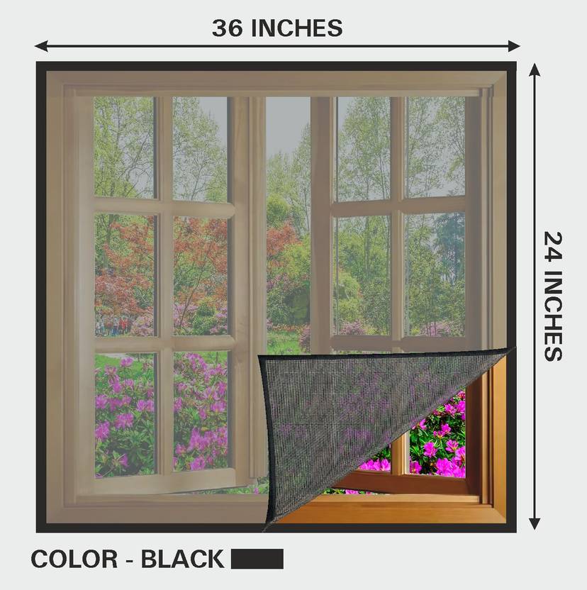 Auranest Window Mosquito Net Pre Stiched with Adhesive Hook & Loop Tape Fibre Washable Adults Mosquito Net