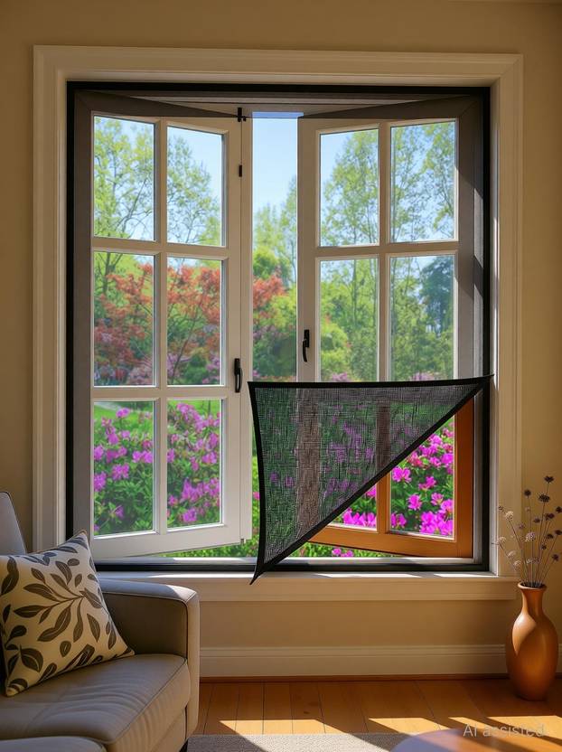 Auranest Window Mosquito Net Pre Stiched with Adhesive Hook & Loop Tape Fibre Washable Adults Mosquito Net