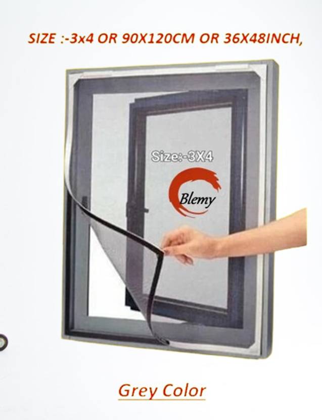 BLEMY 3X4-GREY-WINDOW-NET-5892 HDPE - High Density Poly Ethylene Washable Adults Mosquito Net