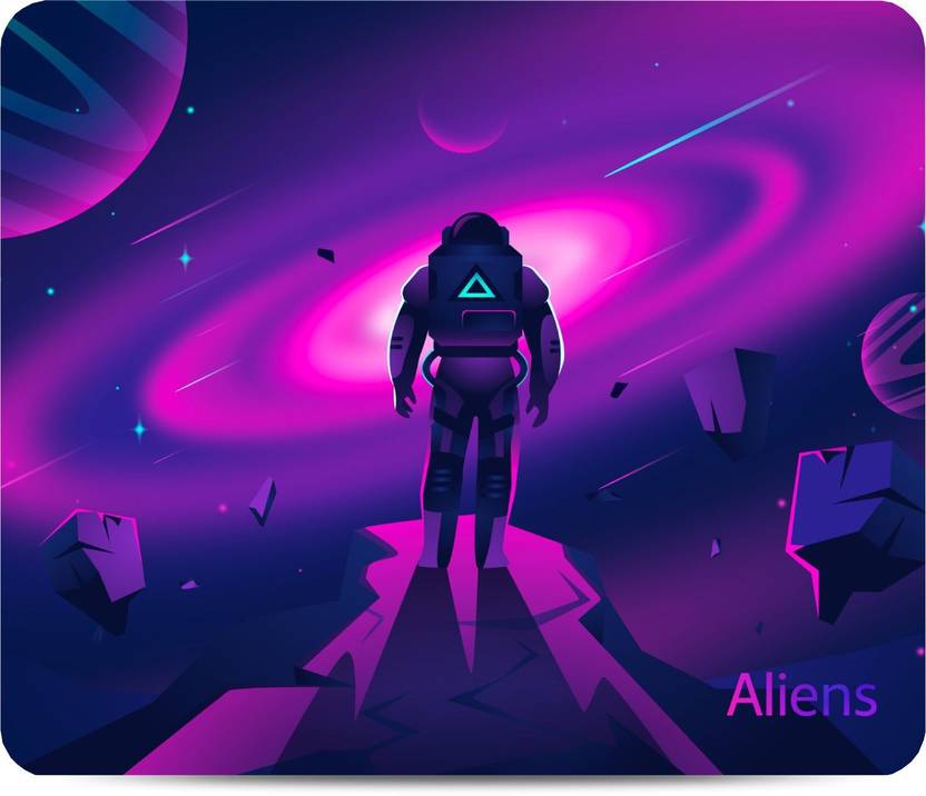 Aliens Gaming Mouse Pad, Precision, Non-Slip Rubber Base, Smooth Cloth Surface, Space Non Slip Base Mousepad