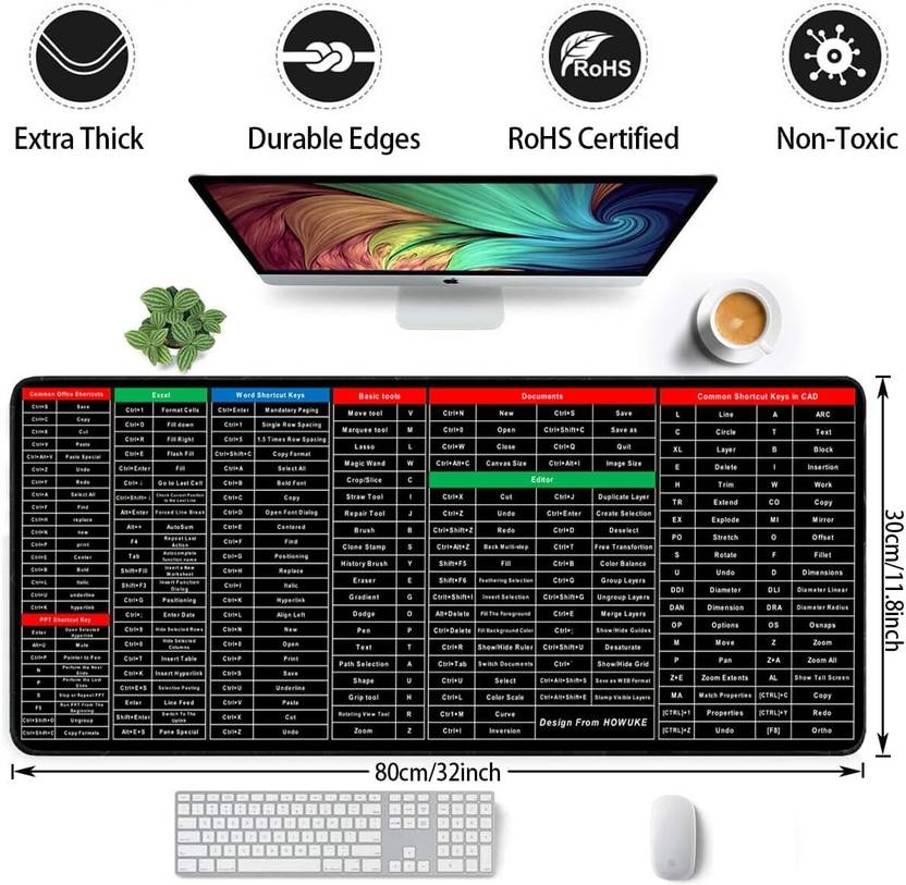 QUICKMOVE Extended Gaming Laptop Mouse Pad Thick NonSlip Base Desk Mat Keyboard pad for PC Non Slip Base Mousepad