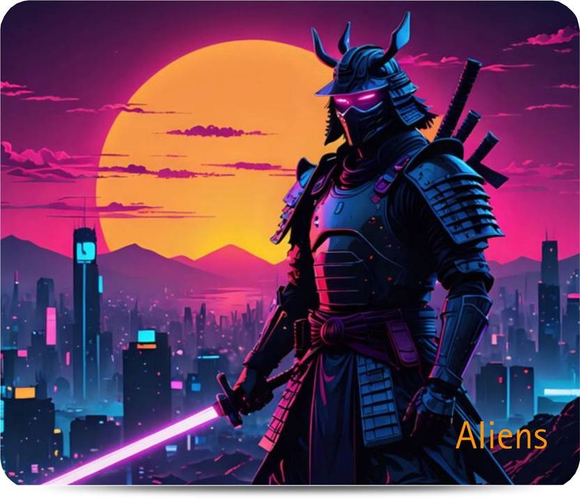 Aliens Gaming Mouse Pad,Precision,Non-Slip Rubber Base, Smooth Cloth Surface,Neon Style Non Slip Base Mousepad