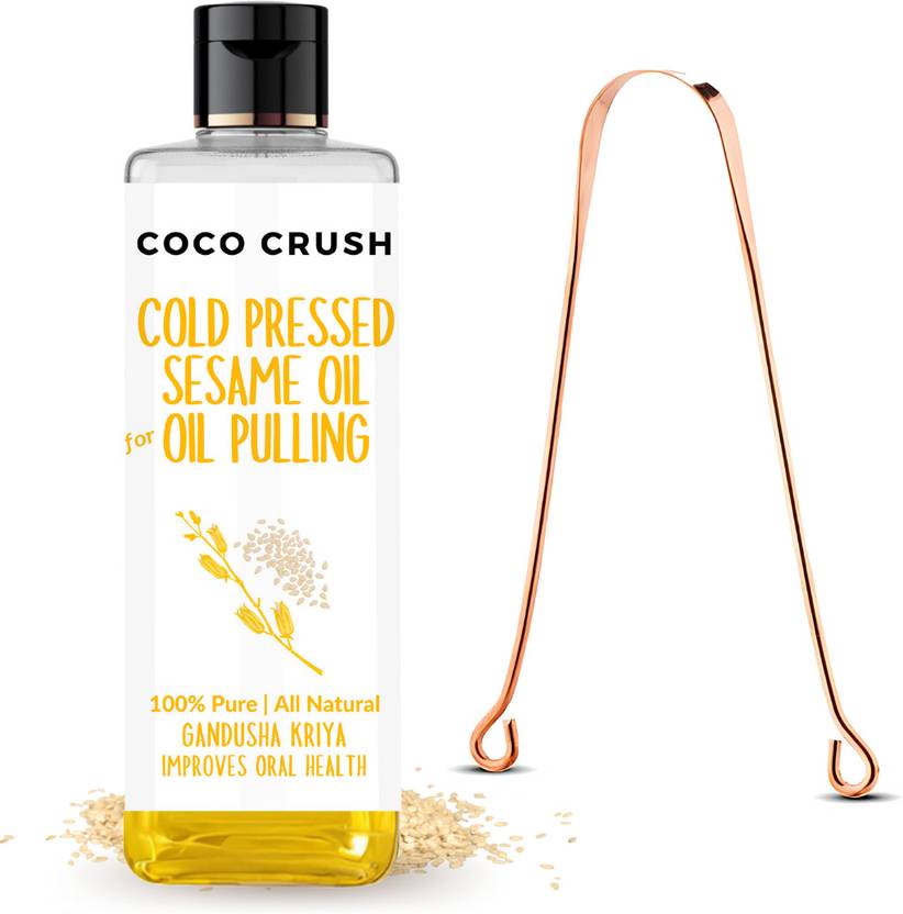 COCO CRUSH Ayurvedic Sesame Oil for Oil Pulling & Copper Tongue Cleaner | Healthy Teeth - Cold Pressed Sesame Oil