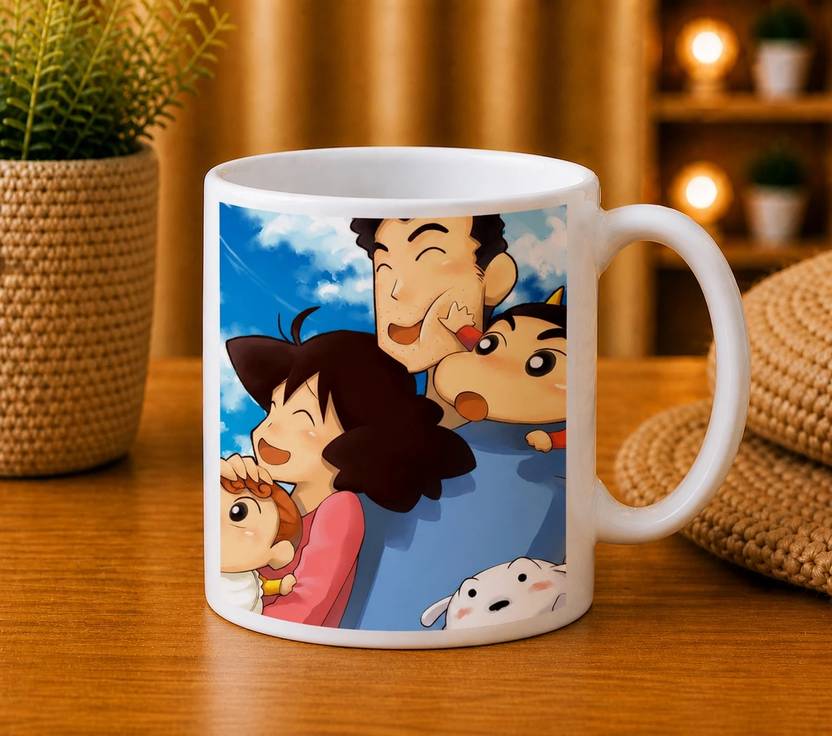 AngaarLook Beautiful Shin chan Family and One Side Shinchan Print Ceramic Coffee Mug