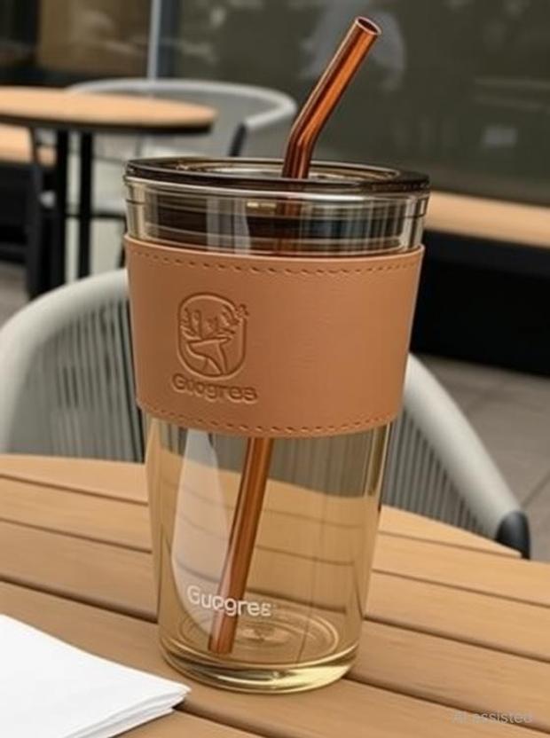 FEDWorld Glass Coffee Tumbler With Lid & Straw Sipper