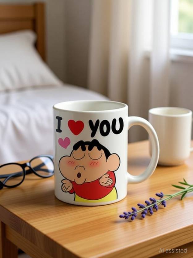 AVISTRA Shinchan Style I Love You Perfect for Anniversary Valentines BF GF Gift Ceramic Coffee Mug