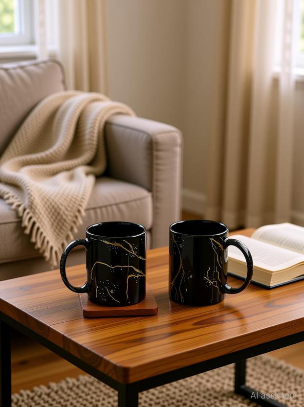 ZORI Golden Marble 2 Ceramic Coffees for Daily Use