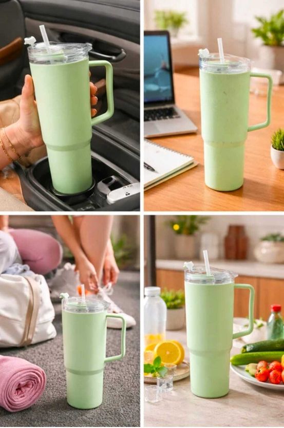 RANIC Large Capacity Water Tumbler with Handle & Straw - Image 4
