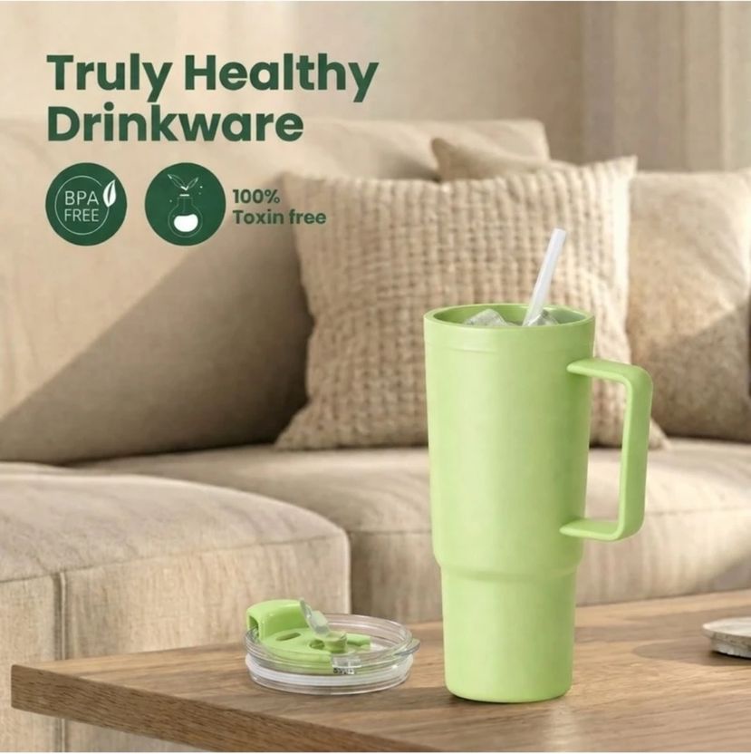 RANIC Large Capacity Water Tumbler with Handle & Straw - Image 2