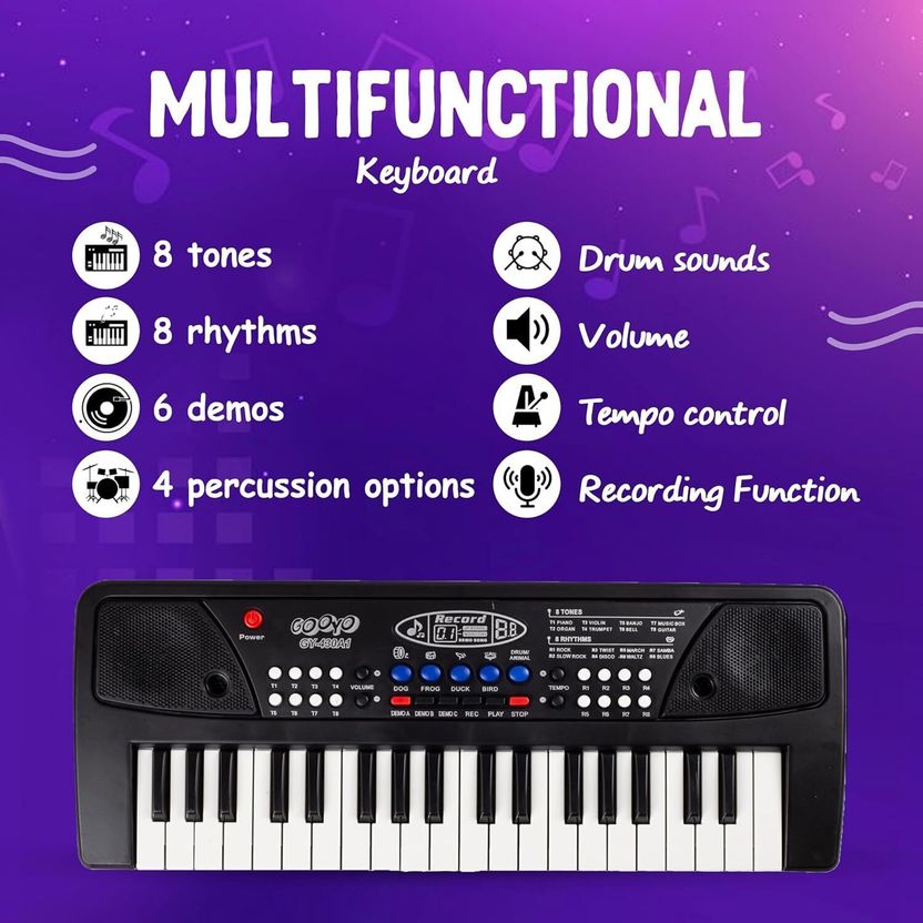 Nilesawar A128 Piano Keyboard with Recording, Mic & Mobile Charge - Image 5
