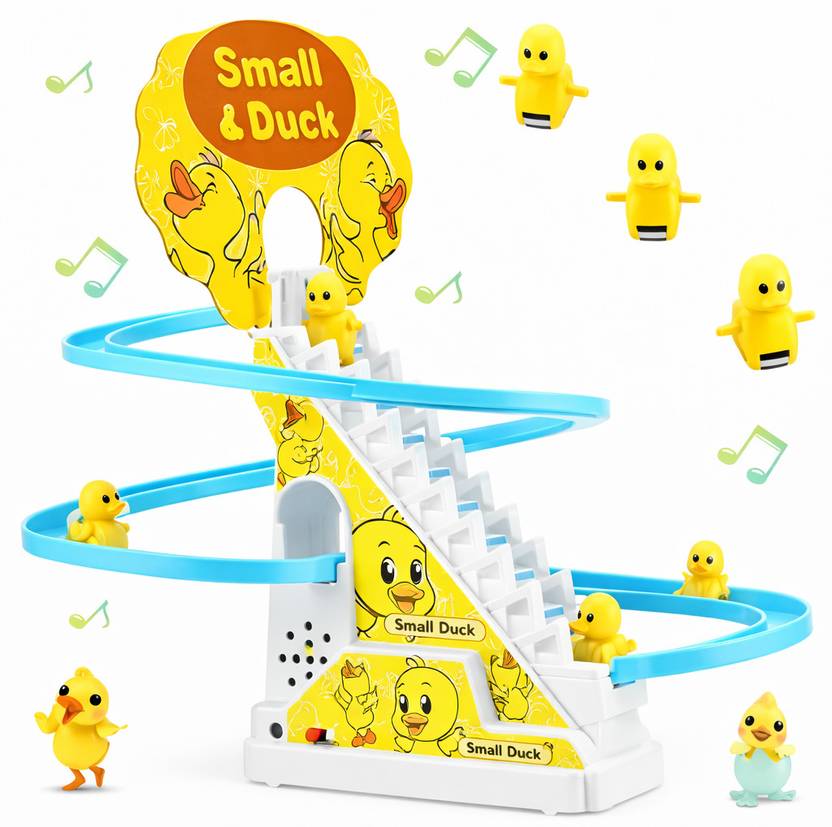 siddhanam Kids Duck Slide Stair Toy with Moving Ducks and Musical Playset