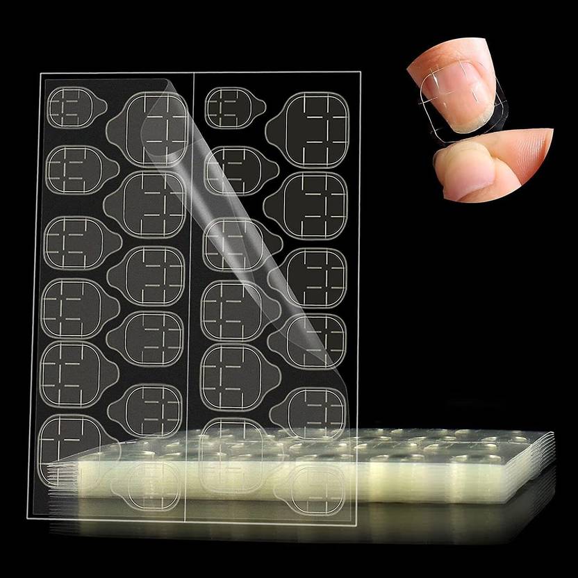 Cosluxe Double-side Glue Nail Sticker Adhesive Flexible Fake Nail Tips 3 Sheet-72pcs