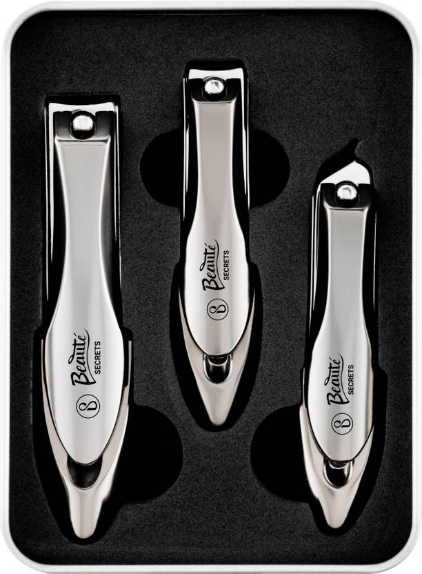 Beaute Secrets 3 Pieces Nail Cutter Set with Nail Catcher No Splash
