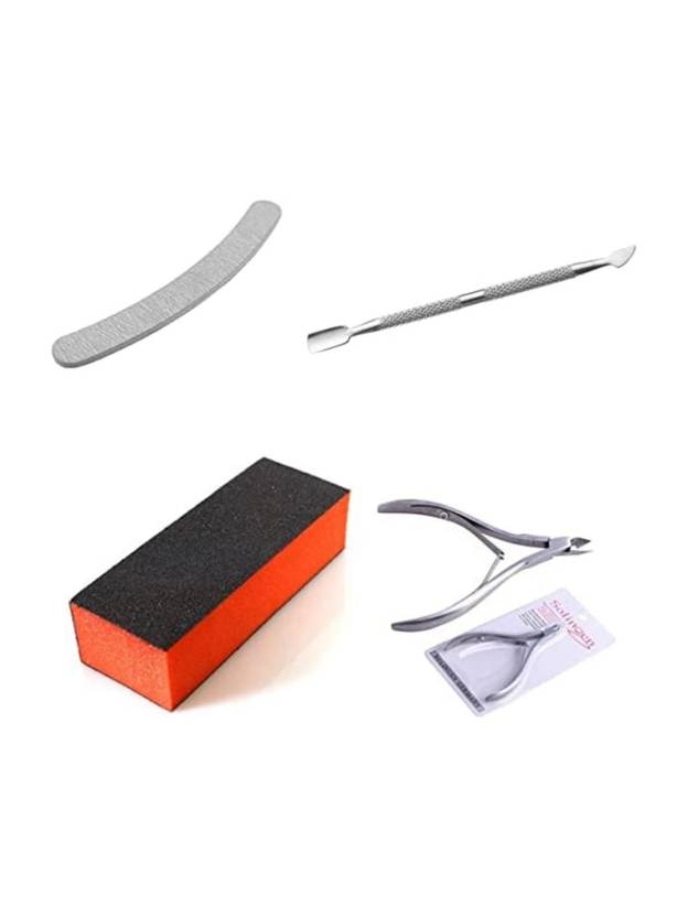 Plusbeauty Nail Art Combo 1 Pusher 1 Cuticle Cutter 1 Filer 1 Buffer