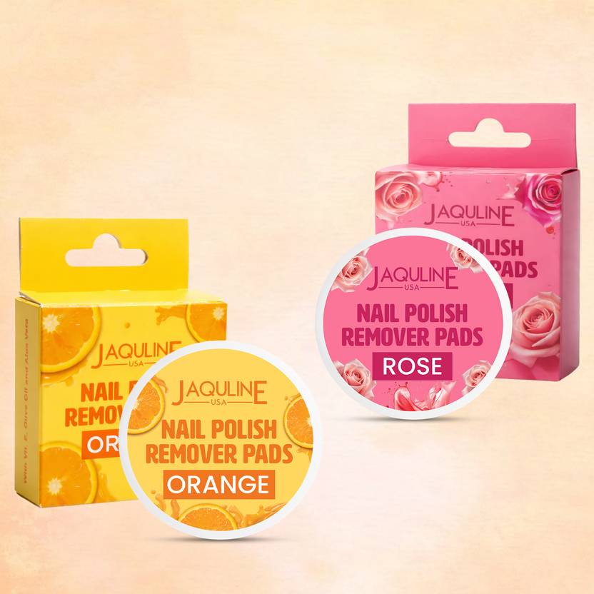 JAQULINE USA Nail Polish Remover Wipes | Rose & Orange Duo Pack