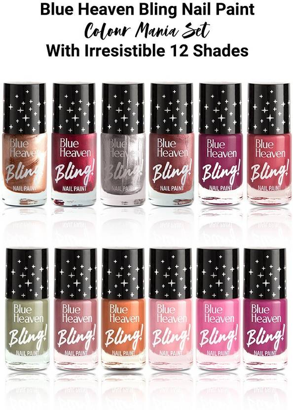 BLUE HEAVEN Bling Nail Paint Colour Mania Set MultiColor Price in