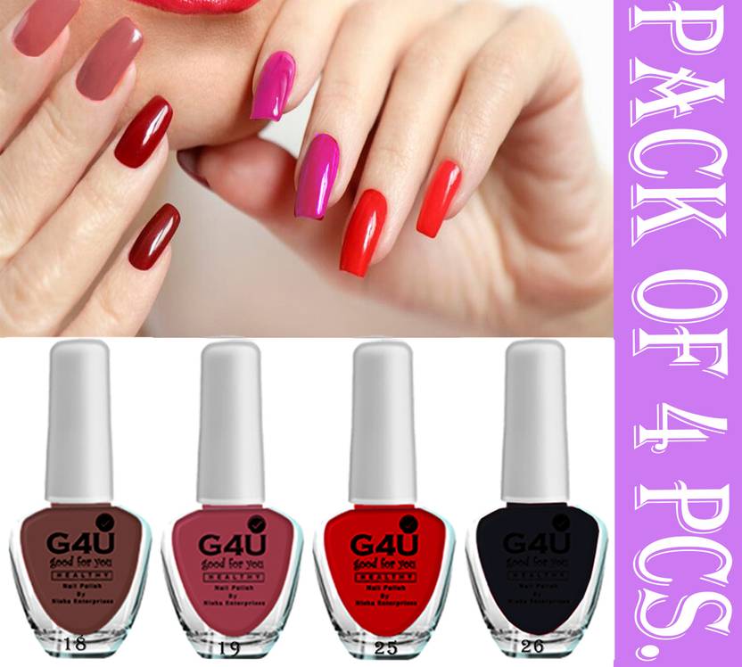 G4U Bright 4 Piece Quick Dry Nail Polish Kit 200724A67 Brown,Magenta