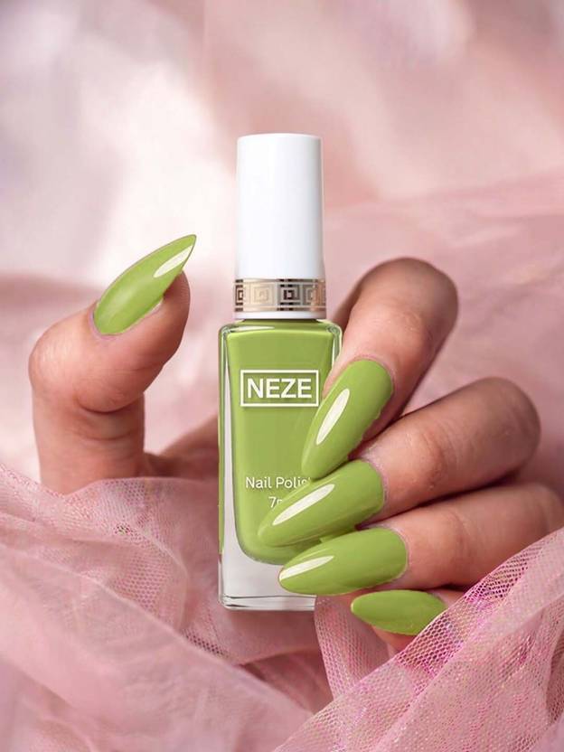 neze Nail polish 7ml Long lasting Quick Dry Glossy Nail color Shade- Green Green