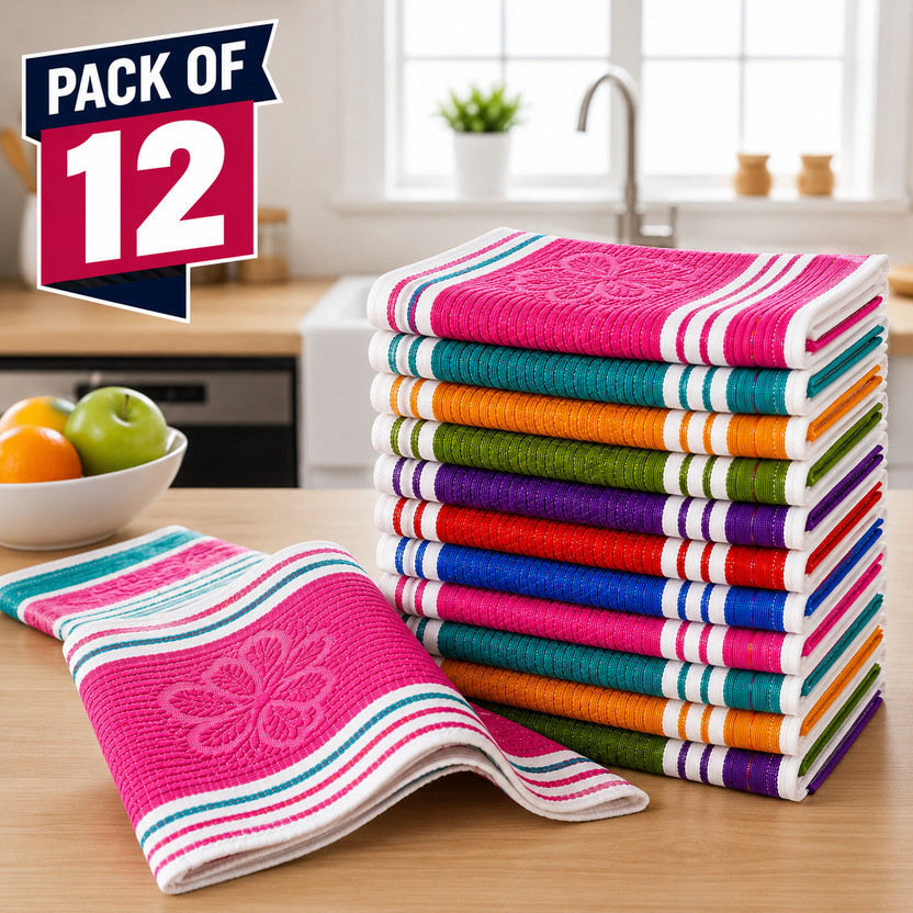 Click to enlarge BTC Daily Use Kitchen Towel Pack of 12 (10x16 Inch) | Soft Napkin Set Multicolor Cloth Napkins -
