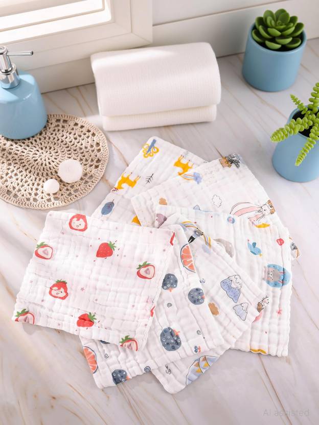 Babking Muslin Baby Washcloths Large Size Washable Newborn Towels White Cloth Napkins