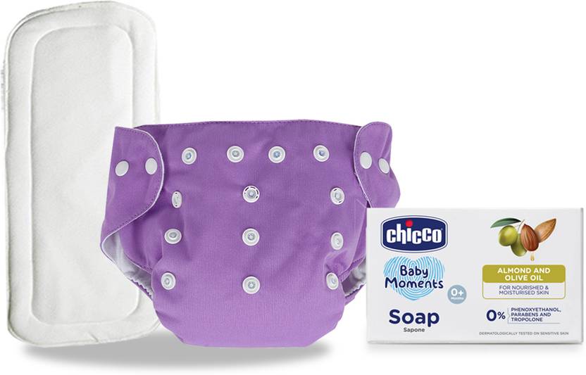 Chinmay Kids Combo of Quirk Reusable Baby Washable Cloth Diaper with 5 Layer Insert With Soap