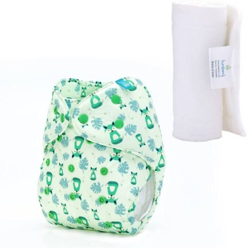 bumberry Adjustable Reusable Cloth Diaper Cover with Wet Free Insert for Babies 3-36M