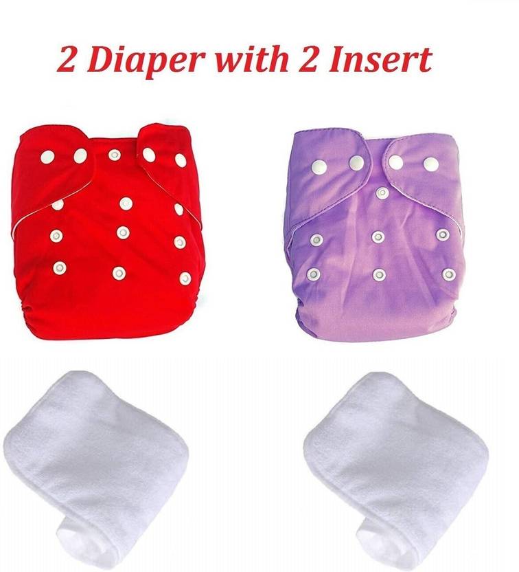 ByLoe Baby Reusable Cloth Diaper, Washable Adjustable Infants Nappy with Insert- (0-24 Months, Pad Included) - Pack/Combo of (2 Cloth Diaper+2 Microfiber Insert)