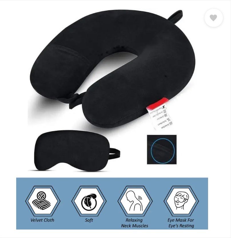 o&t U-Shape Black Travel Neck Pillow - Image 6