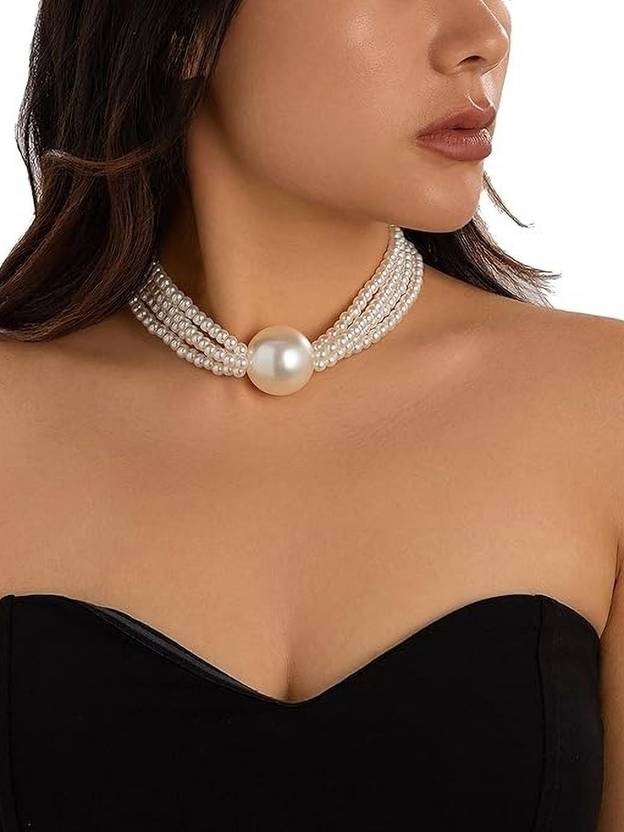 SZN Pearls Necklace Glass Choker