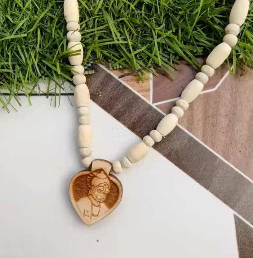ANVIKA Heart Shaped Hanuman Ji Pendant Wood Necklace Kanthi Mala For Men Wood Necklace