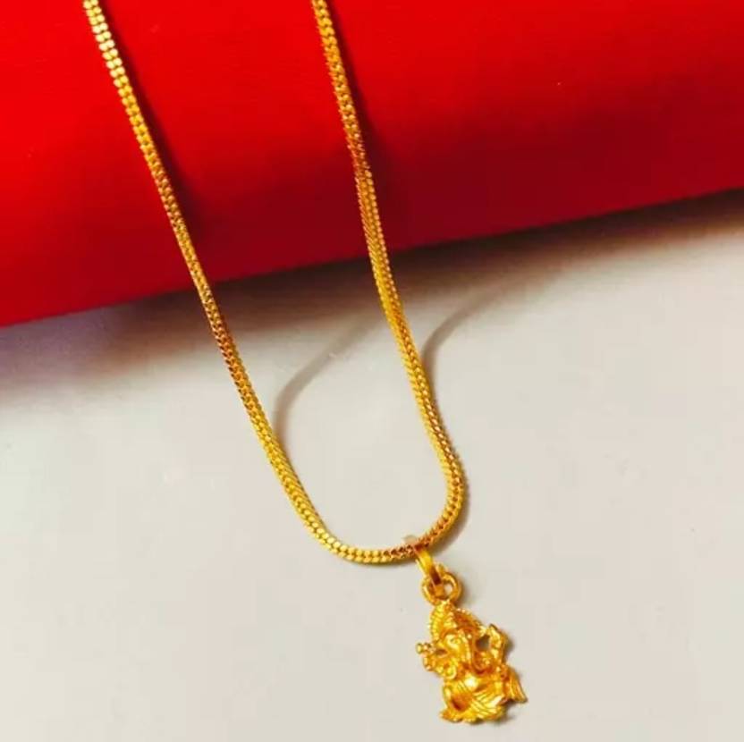 MSN Chain with Ganesh Locket Gold-plated Plated Brass Chain