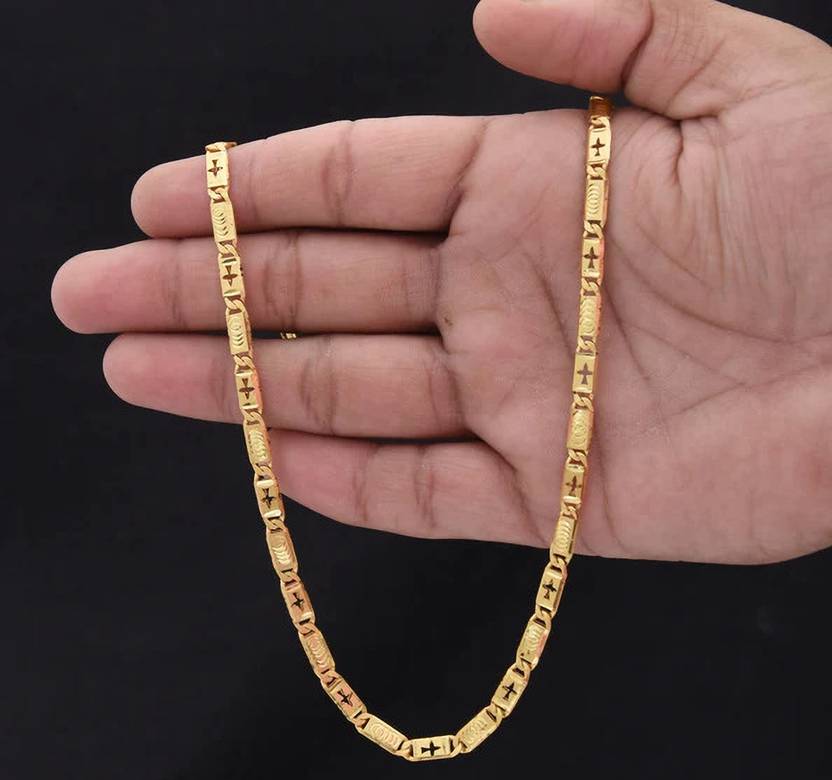 JABHAMI 1 gram High Quality Indian Polished “20” Inches Gold Chain for Men and boy Gold-plated Plated Brass Chain