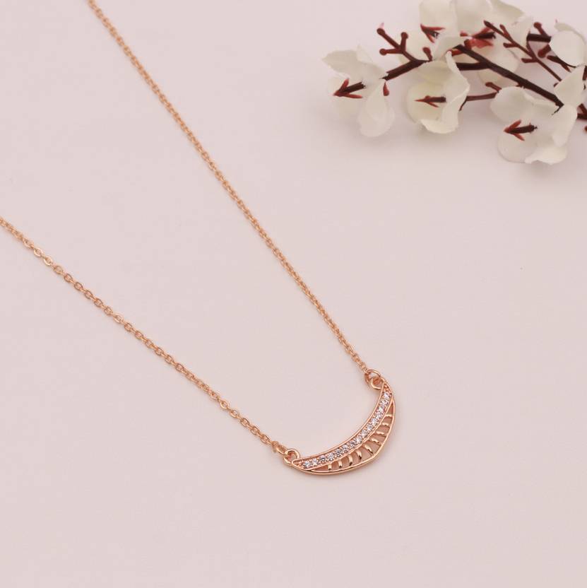 BELWICK American Diamond Rose Gold Necklace Chain Diamond Brass Plated Brass Necklace