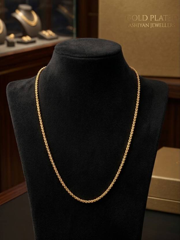 Ashiyanjewels The Classic Textured Gold Goat Chain Brass Plated Brass Chain