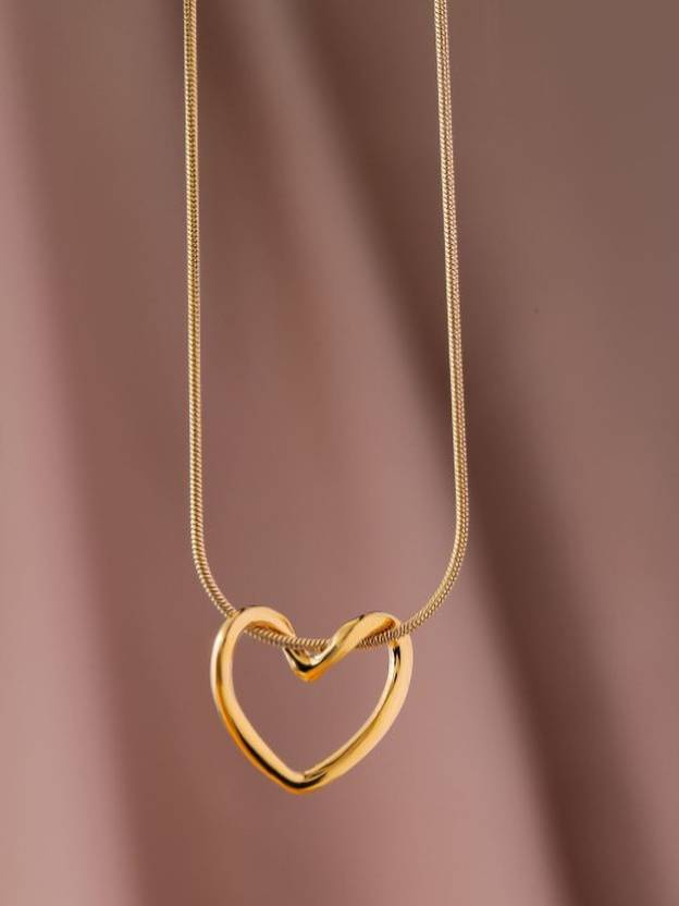 MoonPearl Anti-Tarnish 18K Gold-Plated Stainless Steel Heart Necklace|For Women and girls Gold-plated Plated Stainless Steel Necklace