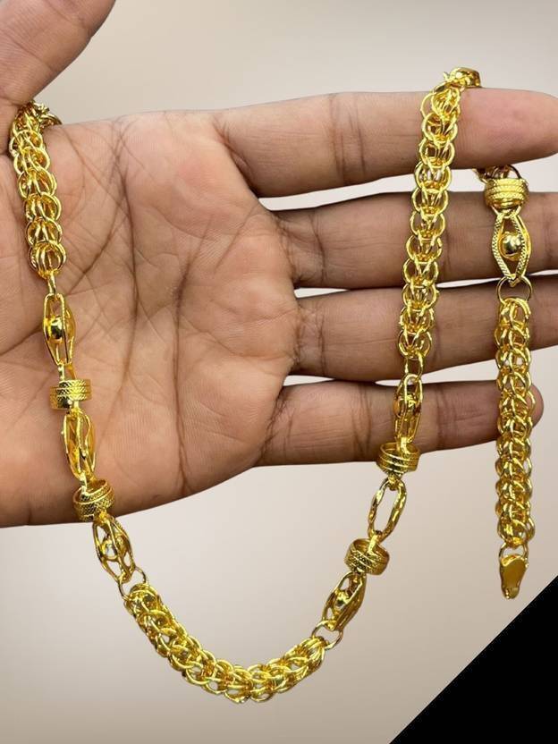 BEGANIDA 1 gram Stylish Heavy Golden Neck Men Chain “20” Inches Gold-plated Chain Gold-plated Plated Copper Necklace