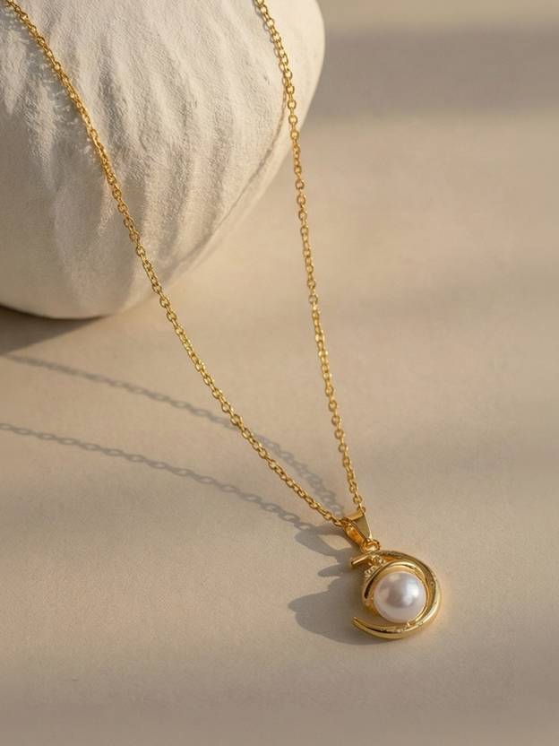 PALMONAS Cubic Zirconia Gold-plated Plated Stainless Steel Necklace