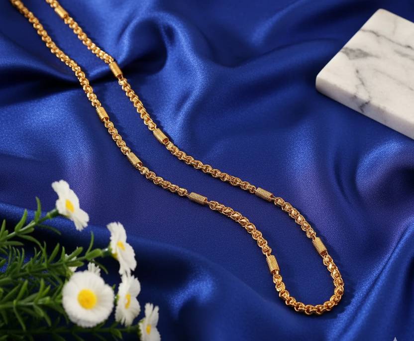 BEGANIDA 1 gram Stylish Heavy Golden Neck Men Chain “20” Inches Gold-plated Chain Gold-plated Plated Copper Necklace