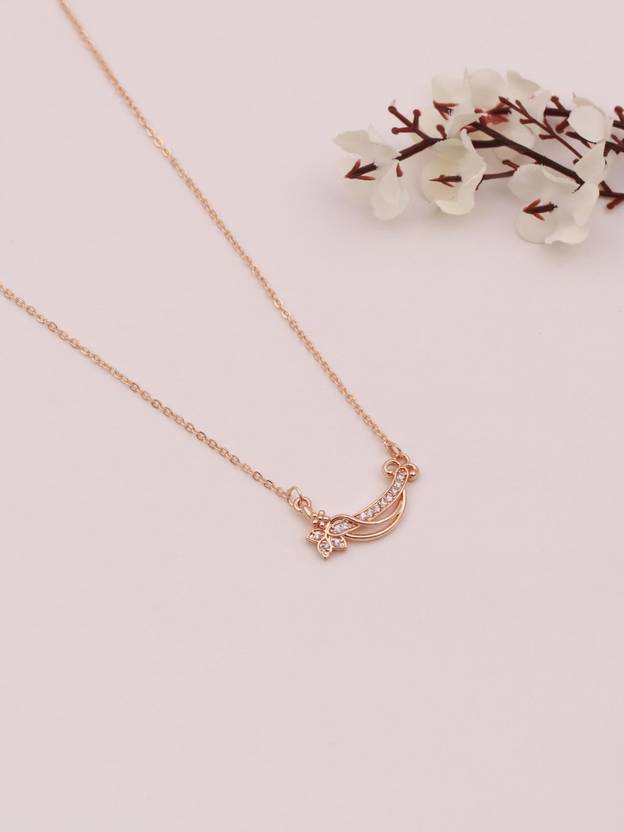 BELWICK American Diamond Rose Gold Necklace Chain Diamond Brass Plated Brass Necklace