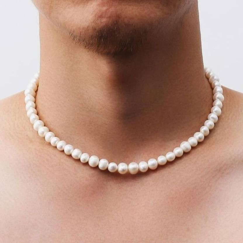 KsOna Men's White Mother of Pearl Necklace - Image 1