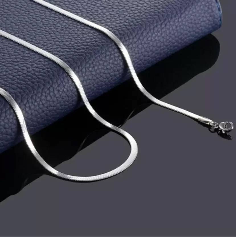 6TFLYs Anti Tarnish Plain Silk Design 3mm Stainless Steel Silver Waterproof Neck Chain Silver, Gold-plated Plated Stainless Steel Chain