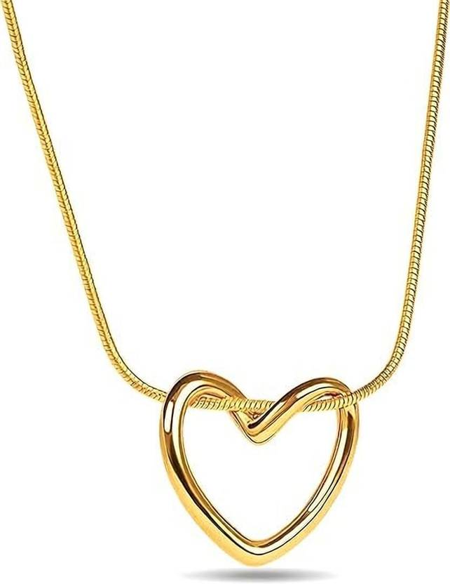 6TFLYs Heart Pendant Anti-Tarnish Chain Necklace for Women & Girls Gold-plated Plated Alloy Necklace